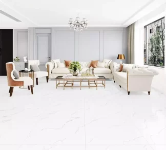 LUNA CARRARA, White Porcelain Tile, Tile, Flooring Tile, Porcelain 32"x32", High Glossy Finish, Rectified Edges